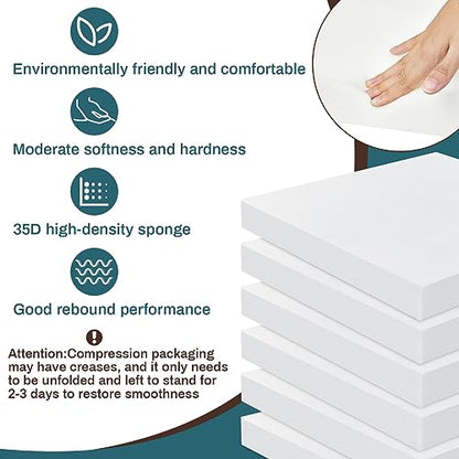 Frienda 6 Pack 2 x 18 x 18 High Density Foam Cushion 2.2 Density, 50 Ild - size: 2" X 18" X 18"