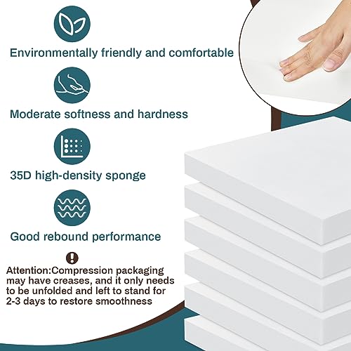 Frienda 6 Pack 2 x 18 x 18 High Density Foam Cushion 2.2 Density, 50 Ild - size: 2" X 18" X 18"