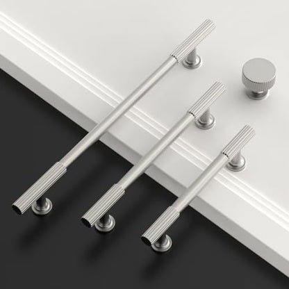 Asidrama 10 Pack 5 inch Brushed Satin Nickel Kitchen Cabinet Handles - color: Brushed Satin Nickel, size: 5" Hole Center