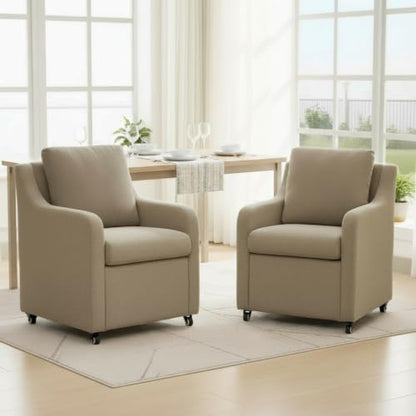 Dining Chairs with Wheels Set of 2 - color: Camel