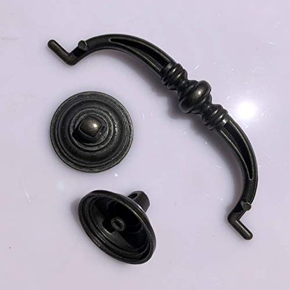 6-Pack 4 1/4 Inch Shabby Chic Drawer Pulls Handles Antique Black Kitchen Cabinet Drop Bail Pulls Handles 108mm CC(6, 4.25" Hole Center/Antique Black) - color: 4.25" Hole Center/Antique Black