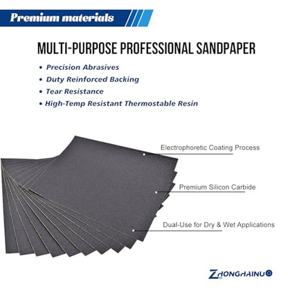 10-Sheets 800 Grit Sandpaper, 9 x 11 Inch Wet Dry Sand Paper Assortment Pack, Silicon Carbide Abrasive Sanding Sheets for Automotive Car Paint Metal Wood Furniture Crafts Polishing - size: 9x11 inch, style: 800Grit 10 Pcs