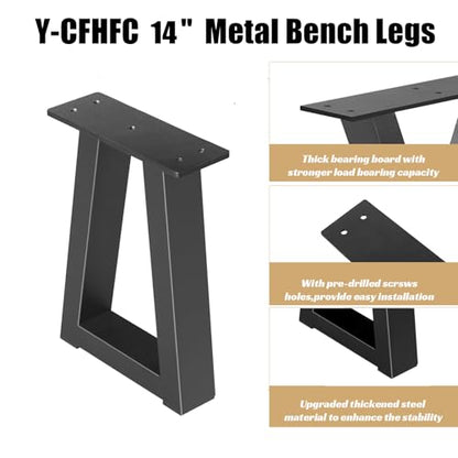 14 Inch Trapezoid Metal Table Legs Black Bench Legs,DIY Furniture for Coffee/Side Table, Bench Stool Cabinet Feets - Set of 2 - color: Black, size: 14" Trapezoid