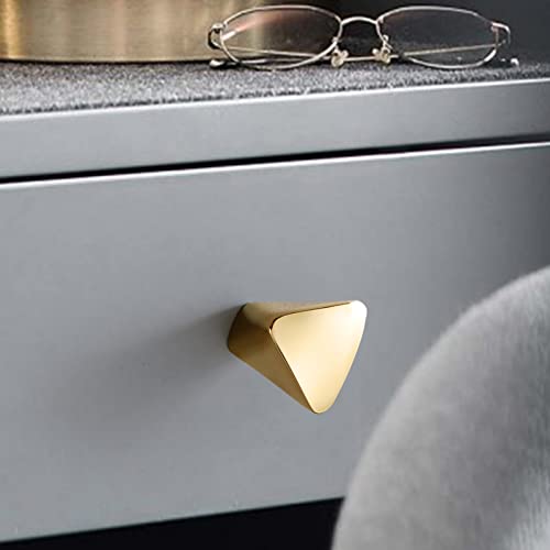 6 Pieces Gold Triangle Cabinet Knob, Brass Dresser Drawer Knobs - size: 6 Pack