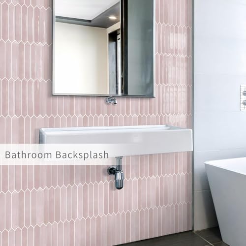 10 Sheets Long Hexagon Tile Peel and Stick Backsplash - color: Pink