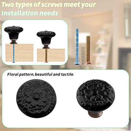 Piutouyar Black Ceramic Cabinet Knobs, 34mm / 1.3 Inch, 10Pcs - color: Black, size: 10 Pieces