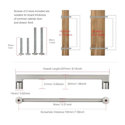AVICCI 10 Pack Cabinet Pulls 10 Pack 7.5"/192mm Brushed Nickel Kitchen Cabinet Handles Modern Pulls for Dresser Drawers,Cabinet Hardware Cabinet pulls - color: Brushed Nickel, size: 7.5"(192mm)Hole Center-5Pcs