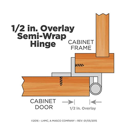 Franklin Brass (10-Count) Self-Closing Cabinet Hinges 1/2' Semi-Wrap Overlay for Cabinet Doors Kitchen/Cabinets/Cupboards/Furniture, Satin Nickel H01915K-SN-B (Pack of 10) - size: 1/2" Overlay (Pack of 10)