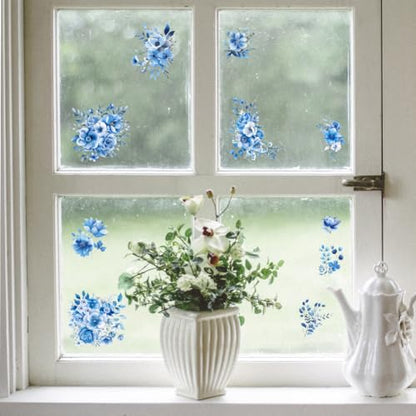 Peacoblue Blue Flowers Rub On Transfers for Furniture Craft 6"x12" - style: Blue Flowers