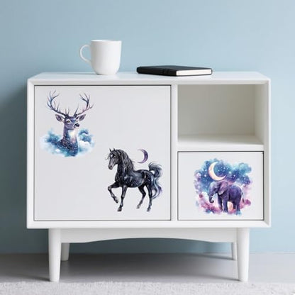 Peacoblue Star Animals Rub On Transfers for Furniture Craft 6"x12" - style: Star Creatures Animals