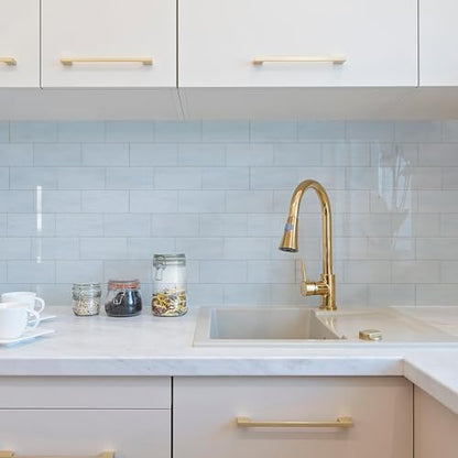 2026 New Upgrade Peel and Stick Backsplash Tile, Peel and Stick 11.34" X 11.57" Wall Tile for Kitchen, Bathroom, Fireplace, Laundry (Polished Marble White Blue, 5 Packs) - color: Polished Marble White Blue