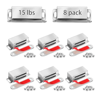 Strong Cabinet Magnets for Closure 15 lbs 8 Pack - Pet-Proof Your Closet - color: Silver, size: 15lbs x 8