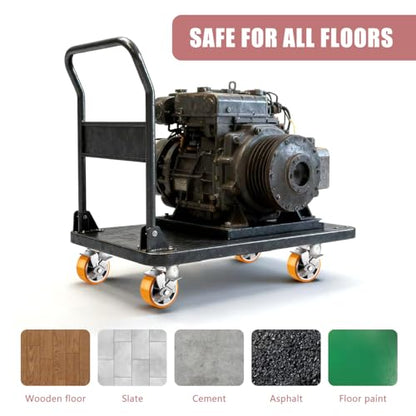5 Inch Heavy Duty Casters Set of 4, Industrial Locking Casters 5000lbs Load Capacity, Plate Swivel Castor Wheels for Heavy Duty Carts, Workbench, Equipment, Platform Truck (Orange) - style: 5″ With brake