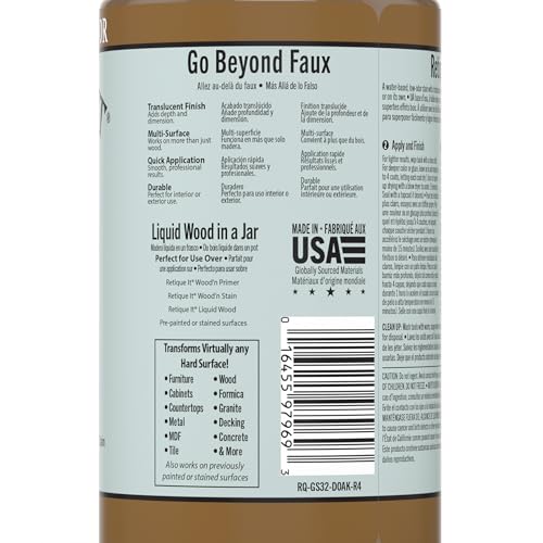 Water-Based Gel Stains by Retique It (32oz Stain, 25 Dark Oak) - color: 25 Dark Oak, size: 32oz Stain