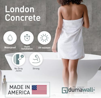 Dumawall+ Waterproof Wall Tile Sample UV Resistant London Concrete - color: London Concrete, size: Sample: 11.81" x 8"