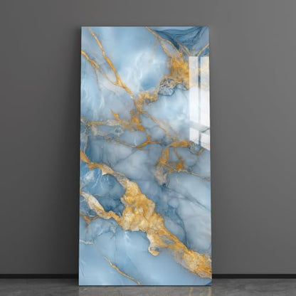 Haimin 3D Wall Panels Peel and Stick Marble Tile Look 10 Pack Waterproof - color: Gilded Blue