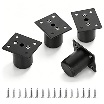 4 Pack 2 Inch Round Adjustable Aluminum Alloy Furniture Legs, Heavy Duty Cabinet Sofa Table Legs, Replacement Feet with Screws & Non-Slip Base, Black - color: Black