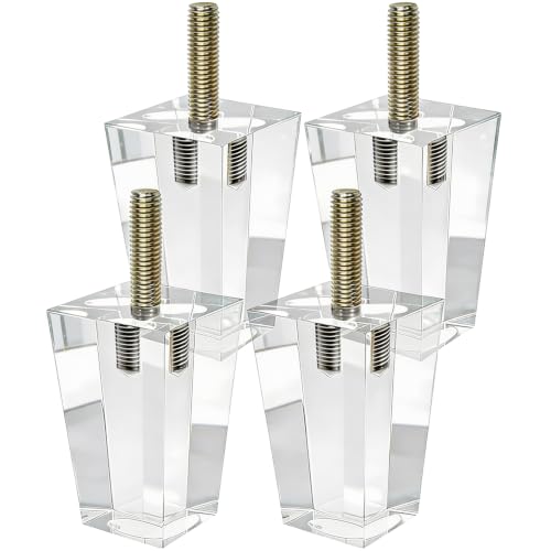 Clear Acrylic Couch Legs, 3.25 Inch Height, 2 Inch Width, 4Pcs - size: H 3-1/4 Inch