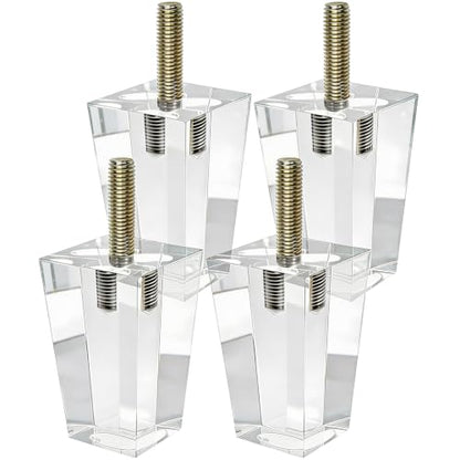 Clear Acrylic Couch Legs, 3.25 Inch Height, 2 Inch Width, 4Pcs - size: H 3-1/4 Inch