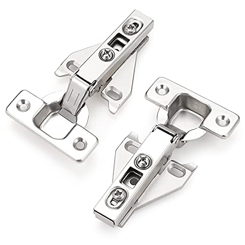 Probrico Soft Opening Kitchen Cabinet Hinges 2 Pairs (4 Pieces), Brushed Satin Nickel Face Frame Mounting Concealed Hinges for Kitchen Cupboard Hardware, with Mounting Screws