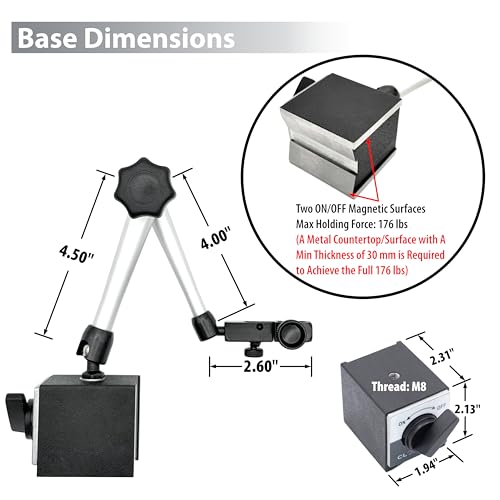 Clockwise Tools Dial Indicator with Magnetic Base Holder Stand, DIMR-0105 0-1 inch - style: 0-1" DIMR-0105 with Magnetic Base