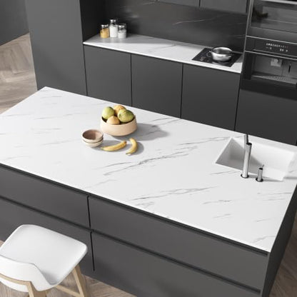 VEELIKE Off-White Marble Contact Paper for Countertops Waterproof Peel and Stick Countertop Wrap 15.7''x118'' Removable Self Adhesive Marble Wallpaper Thick Counter Top Cover for Kitchen Bathroom Desk - size: 15.7" x 118"