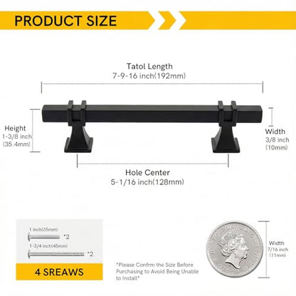 Rergy 10 Pack 5 Inch Matt Black Cabinet Handles, Solid Zinc Alloy - color: Black, size: 5 Inch Hole Center