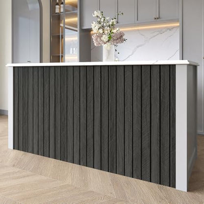 Wood Panels for Wall Soundproof Shiplap Peel and Stick Wallpaper - color: Grey/Black, size: 24"x118"