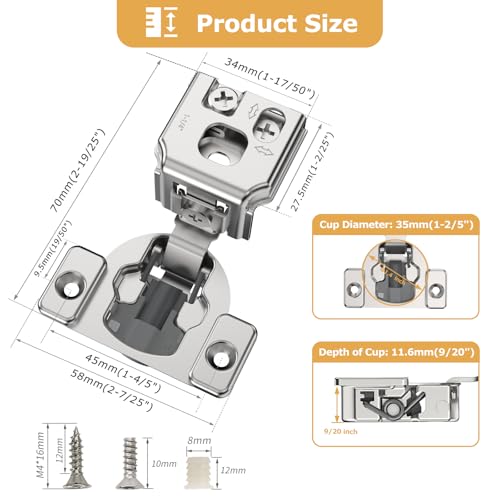 Furniware 50 Pieces 1-1/4" Overlay Concealed Face Frame Hinges - color: 50 Pieces, size: 1-1/4 Inch