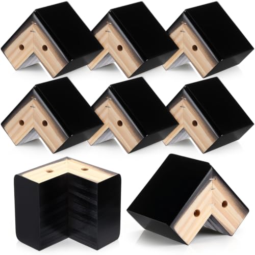 Geelin 4 Pack 4 Inch Wood Furniture Risers L-Shaped Bed Riser, Black - color: Black, size: 4 Inch