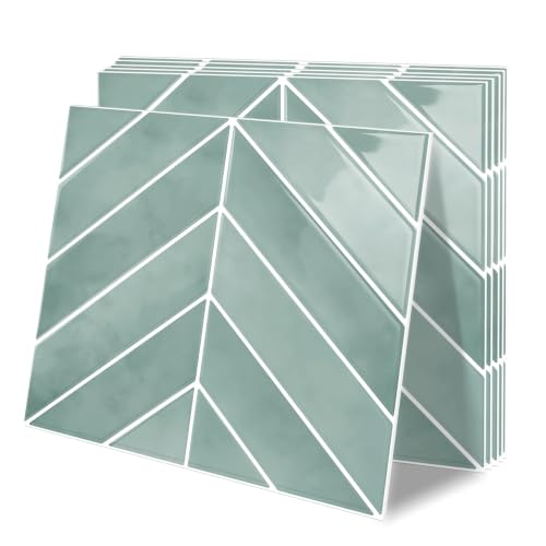 10 Sheets Thicker Herringbone Peel and Stick Backsplash(Blue,12.6”x9.9”) - color: Blue