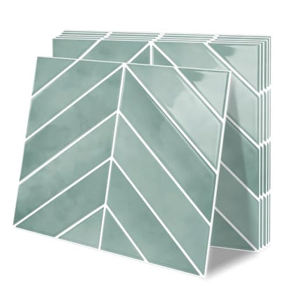 10 Sheets Thicker Herringbone Peel and Stick Backsplash(Blue,12.6”x9.9”) - color: Blue