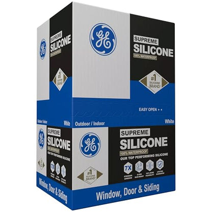 GE All Purpose Silicone Caulk, Clear, 10 fl oz Cartridge, 12 Pack - 100% Waterproof Silicone Sealant, Stronger Adhesion, Freeze & Sun Proof - size: 12 Pack, style: Clear