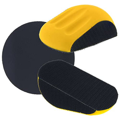 Dura-Gold Pro Series 6" Mouse-Shaped Hand Sanding Block Pad for Hook & Loop and PSA 6" DA Sanding Discs, 2 Pack - 2-Way Adapter Pad to Use PSA Sandpaper - Automotive Car Sand Woodworking Furniture - style: Mouse