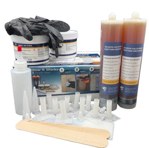 Concrete Crack Injection Kit DIY Basement Wall Crack Repair Polyurethane Leak Seal System Stops Active Water Leaks in Foundation Walls Easy No-Dig Injection Repair Kit - Ideal for DIY Projects