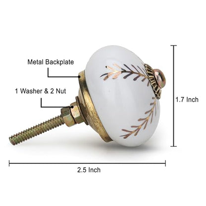 Craft Trade Decorative Ceramic Cabinet & Drawer Knobs – Kitchen Cabinet Hardware, Wardrobe, Cupboard & Dresser Pull Handles – Handmade Furniture Knobs (Off White, Set of 25) - color: Gold, style: 25