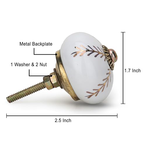 Craft Trade Decorative Ceramic Cabinet & Drawer Knobs – Kitchen Cabinet Hardware, Wardrobe, Cupboard & Dresser Pull Handles – Handmade Furniture Knobs (Off White, Set of 12) - color: Gold, style: 12