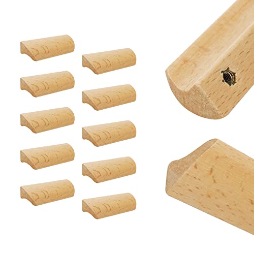 10Pcs Unfinished Wood Solid Furniture Pulls Handles for Drawer - size: 2.52"/64mm