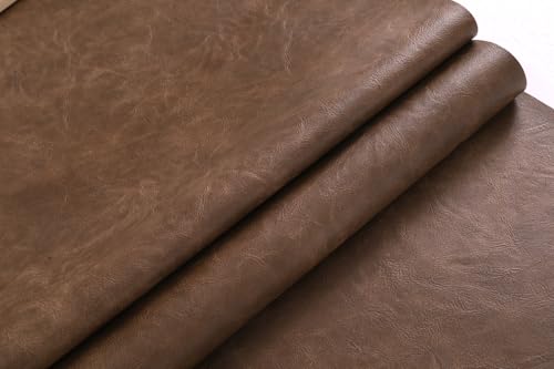 Premium Faux Leather Upholstery Fabric 1.2mm Thickness，Waterproof Upholstery Leather Distressed Bark Fabric 10 Yards Roll(Oak,Shipped as a 360"x54" Roll) - color: Oak, size: 360"x54"