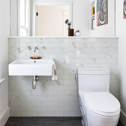 Vamos Tile 100-Pack Peel and Stick Backsplash Tile, 3''x6'' Subway Tile - color: Statury White