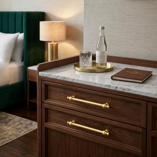 khtumeware 5-Pack 8-Inch(203mm) Vibrant Brushed Moderne Brass Cabinet Pulls - color: Vibrant Brushed Moderne Brass, size: 8"(203mm) Hole Center