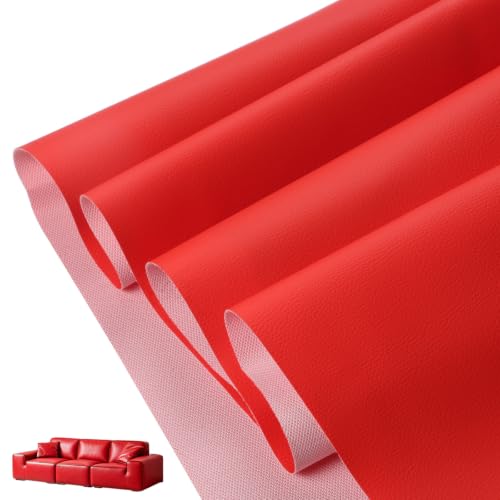 CDY Marine Vinyl Upholstery Fabric: 54"x72" Soft Grain Faux Leather Durable - color: Red, size: 2Yard（54"x72"）