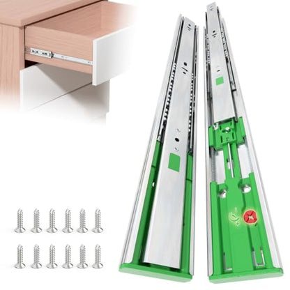 1 Pair 18 Inch Full Extension 3-Fold Adjustable Drawer Slides Soft Close - size: 18 Inch
