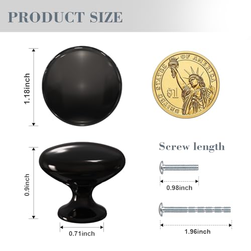 POZEAN Cabinet Knobs Brushed Nickel 10 Pack Cabinet Handles Drawer Knobs Solid Knobs Black with Screws for Dresser Drawer Cabinet Cupboard - Modern Kitchen, Bedroom and Bathroom Hardware,Black - color: Black, size: 10 Pack