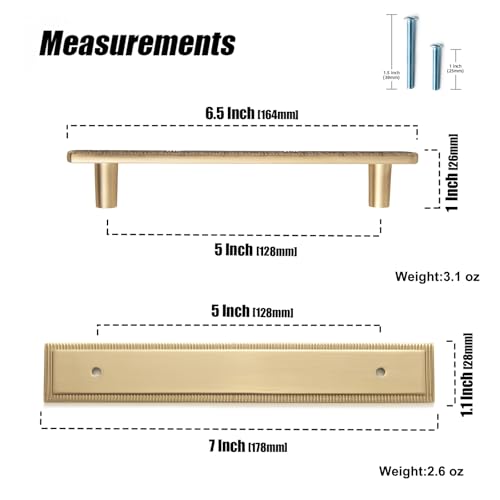 Goo-Ki 2 Packed Champagne Bronze Cabinet Pulls with Grooved Edge Square Backplate- 5''(128mm) Hole Centers Zinc Alloy Drawer Pulls in Modern Style - color: Champagne Bronze, size: 5.0 inch (128 mm) Hole Centers, style: Pulls With Grooved Edge Square Backp
