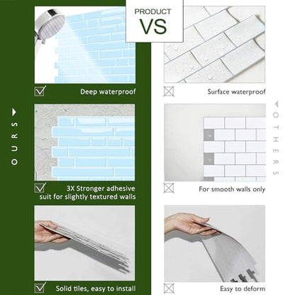 STICKGOO Thicker Peel and Stick Backsplash Tile for Kitchen and Bathroom - color: Sky Blue
