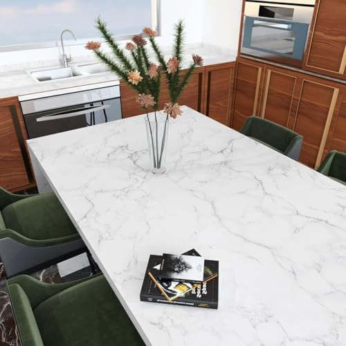 Decotalk 30"x400" Marble Contact Paper Peel and Stick White Marble Contact Paper Waterproof Marble Contact Paper for Counter Top Marble Wallpaper Removable Wallpaper for Bedroom Marble Vinyl Wrap - size: 30" x 400"