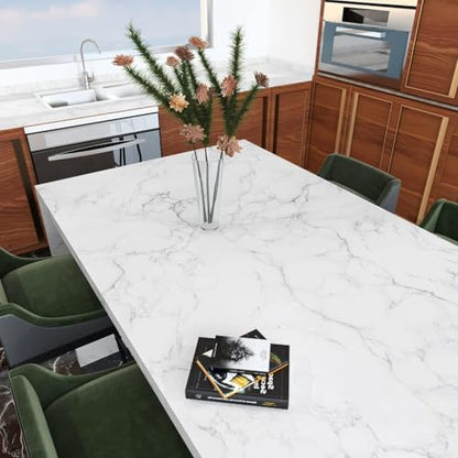 Decotalk 30"x400" Marble Contact Paper Peel and Stick White Marble Contact Paper Waterproof Marble Contact Paper for Counter Top Marble Wallpaper Removable Wallpaper for Bedroom Marble Vinyl Wrap - size: 30" x 400"