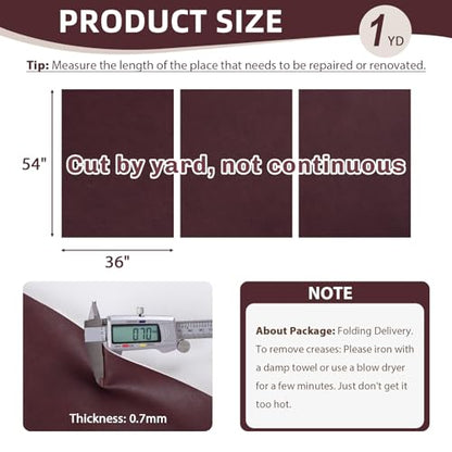 54" Marine Vinyl Upholstery Faux Leather Fabric by The Yard Waterproof - color: Burgundy, size: Pre-cut 1 Yard 54"x36"