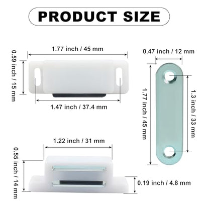 Murtenze Magnetic Cabinet Latch, White, 4 Pack - color: White